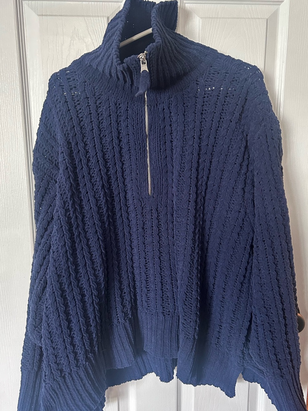 aerie Navy Chunky Knit Half-Zip Sweater